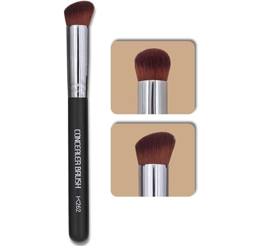 Angled Concealer Brush by Keshima - Under-Eye Concealing Contouring & Setting Seamless Streak-Free Finish - Works with Liquid Cream & Powder - Soft Dense Synthetic Bristles