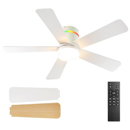 Image of addlon 42 Inch RGB Ceiling Fans with Lights, Low Profile, Remote /APP, White