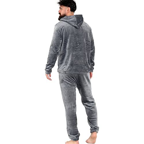 A2Z Mens Pyjamas Soft Warm Fleece Twosie Adults Hooded Long Sleeves Pyjamas 2 Piece Gift Set Mens Outfit Set Size S-2XL3