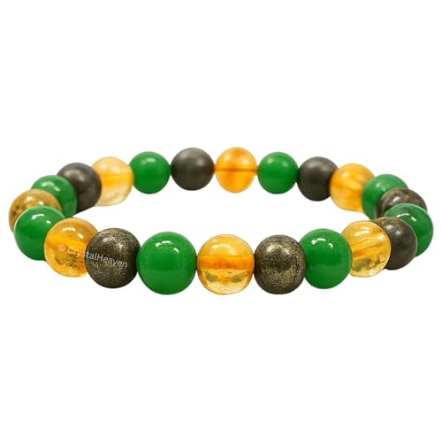 Image of Money Magnet Bracelet Original Certified Pyrite Bracelet with Green Aventurine, Citrine - Elegant Bracelet for Man, Women and Men - Healing Crystals Bracelet with Money Crystal Stones