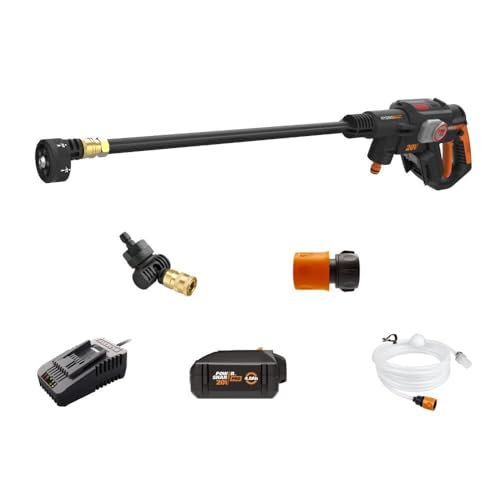 WORX Cordless Pressure Washer, 20V 609 PSI Power Washer, WG633 | Brushless motor; lightweight design with a 5-in-1 nozzle; battery & charger included; PowerShare.