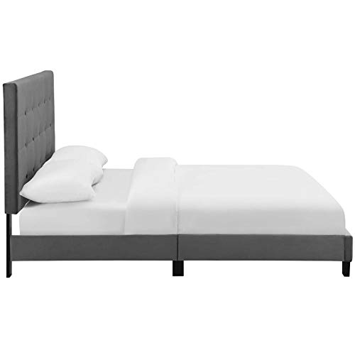 Modway Melanie Performance Velvet Upholstered Tufted Twin Platform Bed In Gray #TOP2