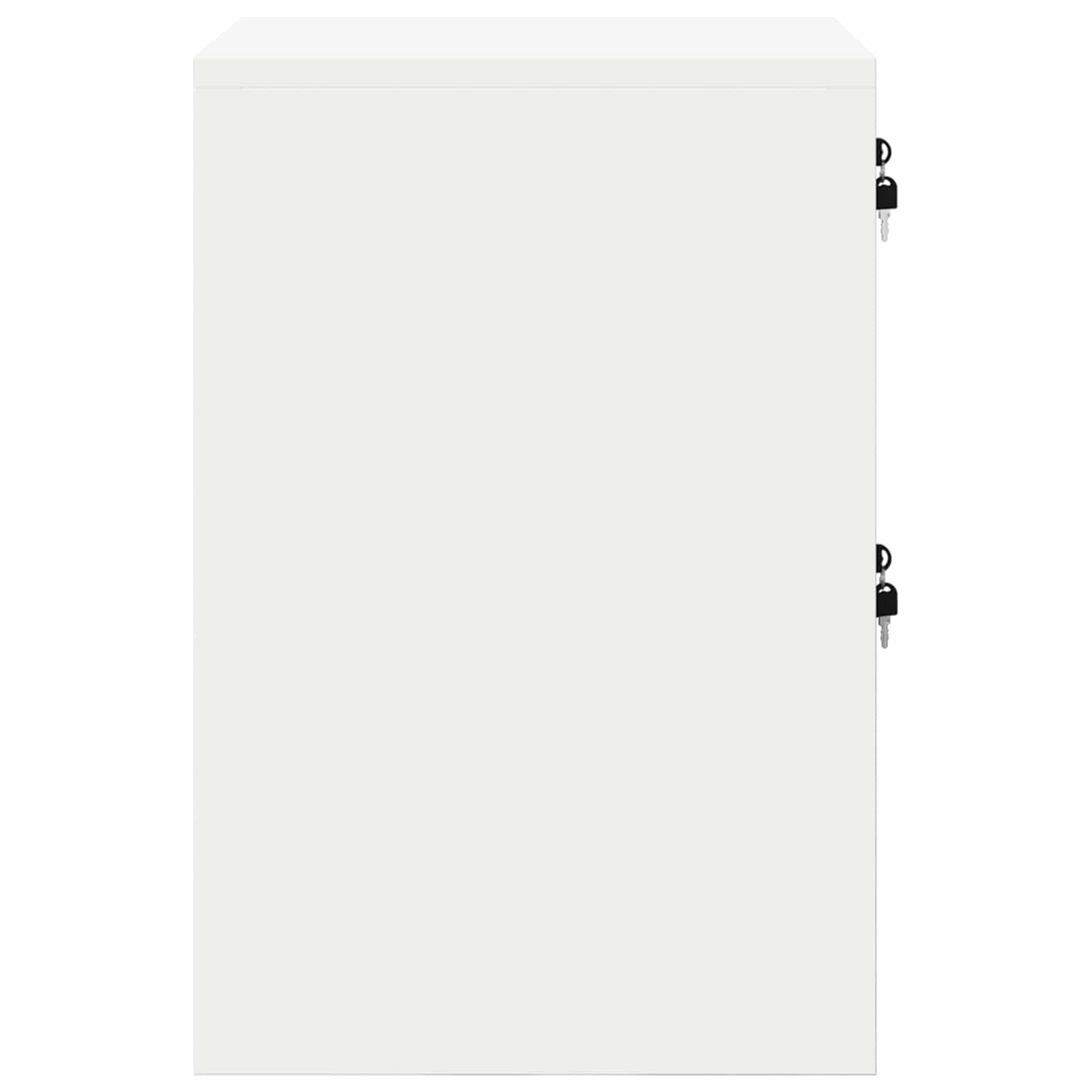 Aktenschrank Weiß aus robustem kaltgewalztem Stahl 44 x 50 x 74,5 cm mit 2 ausziehbaren Regalen und Nockenschlössern für Büroorganisation