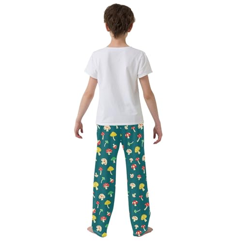 ZZXXB Colorful Mushroom Pattern Boys Long Pants Soft Trousers Elastic Waist Kids Lounge Bottoms with Pockets S-XL3