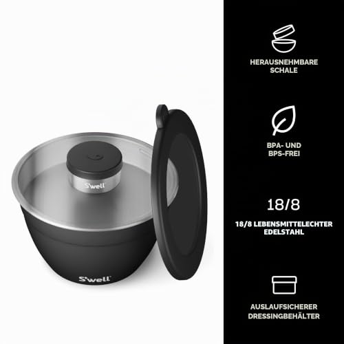 S'well Stainless Steel Salad Bowl Kit - 64oz, Onyx - Comes with 2oz Condiment Container and Removable Tray for Organization - Leak-Proof… – Ansicht 3