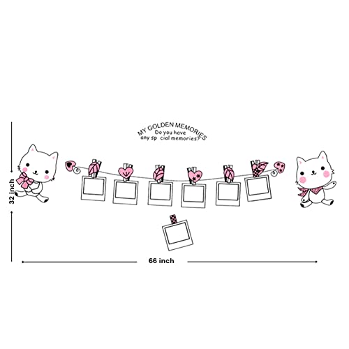 Image of Art Street Wall Stickers for Home Decor Cute Kitten Photo Collage Theme Wall Decal Vinyl Stickers for Living Room and Wall Decoration (32 x 66 Inchs, Pink)