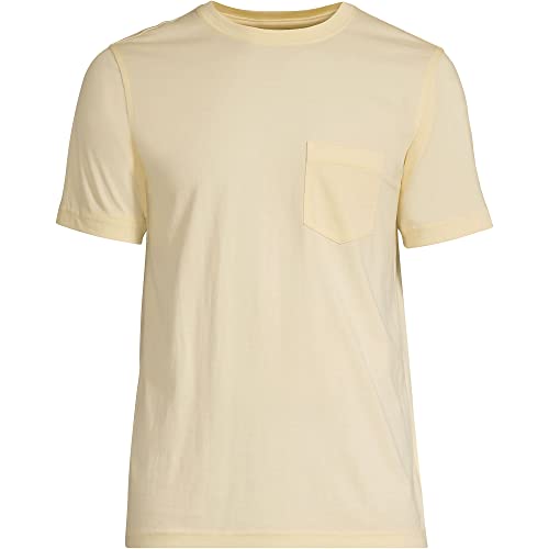 Lands' End Mens Short Sleeve Supima Tee With Pocket Golden Candle Light Regular X-Large #TOP1