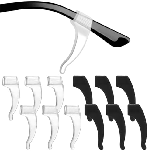 NJCXOLA 6 pares de topes para gafas de silicona antideslizante, suave silicona, gancho, negro y blanco