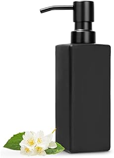 MIUSITE Glass Soap Dispenser, 350ml Matte Black Soap Dispenser Bottle with Stainless Steel Pump, Modern Hand & Dish Soap for Kitchen/Bathroom - 1 Pack