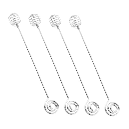 KICHOUSE 4pcs Stainless Steel Honey Stirrer Honey Spoons for Coffee Bar Spherical Stir Stick Mirror Polished for Bar Home