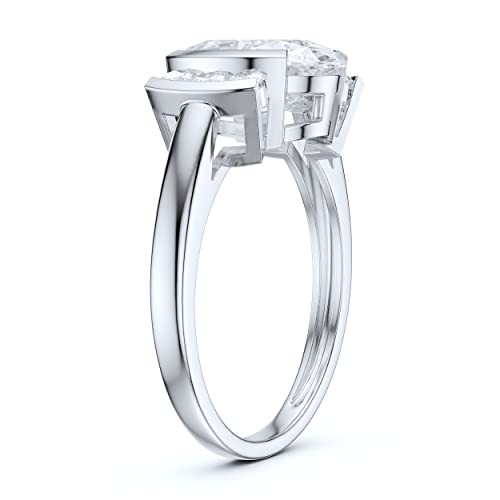 Prstani 10K White Gold Half Bezel Set 8X10Mm 3Ct Simulated Oval Cut Diamond Engagement Ring Promise Ring (7) #TOP4