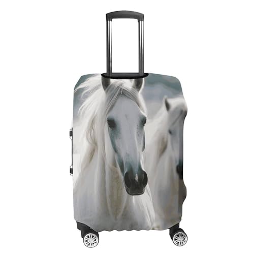 White Horses Printed Luggage Cover Protector, Fits 18-32 Inch Luggage4