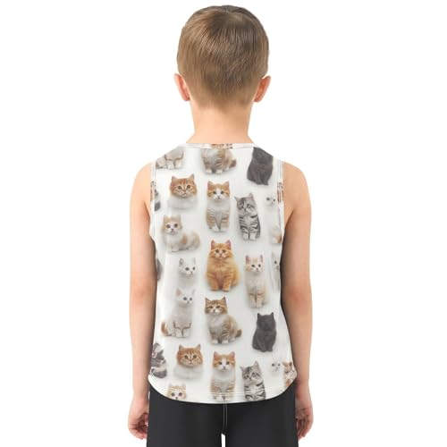 Boys Tank Top Shirts Cat Animal Cartoon Sleeveless T-Shirts Crew Neck for Kids Clothing Children3