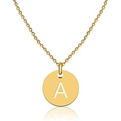 Collar Medalla Dorada GD GOOD.designs EST. 2015 Collares para mujer con colgante iniciale A oro I Collar letra - Longitud 40+5 cm - Cadena chapada en Oro 18k