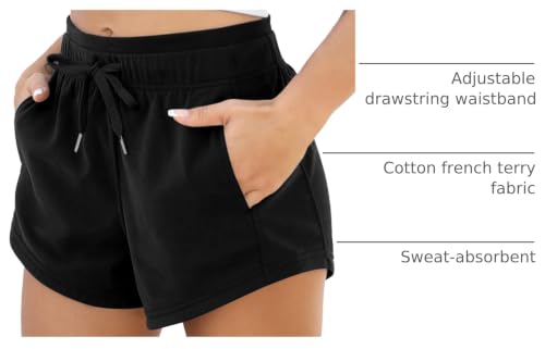 Image of ODODOS Women's Sweat Shorts with Pockets Cotton French Terry Drawstring Summer Workout Casual Lounge Shorts