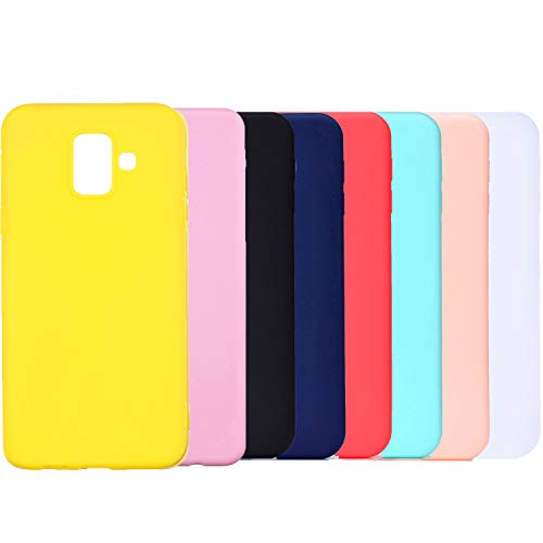 HereMore - Carcasa para Samsung Galaxy J6 2018 (8 x 1 x 8 x 2018), Color Rojo, Azul Oscuro, Rosa Oscuro, Verde, Amarillo, Rosa, Blanco, Negro