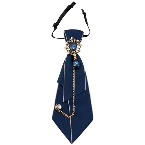 Muorruo Corbata Ajustable para Damas, Corbata Vintage con Cristal, Corbata Preanudada para Mujeres y Niñas, Adecuada para Fiestas, Escuela, Trabajo y Ocio, Azul