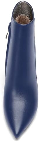AMBELIGHT Women's High Heel Zip Matte Pointed Toe Wedding Dress 4 Inch Spool Ankle High Solid Boots Navy Blue Size 10.5 - Calzado de Mujer Con Tacones | Image 2