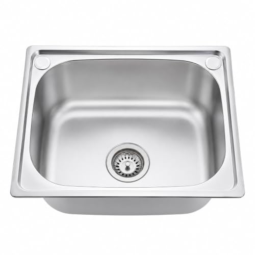 Fregadero Cocina de Acero Inoxidable de Una Cubeta con Kit de DesagüE para Uso DoméStico, En Bares Y Comercial.(28 * 33CM/15 * 13IN)