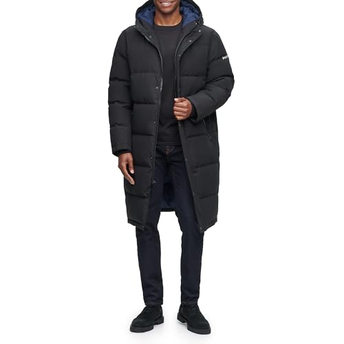 Image of DKNY Arctic Cloth Hooded Extra Long Parka Jacket