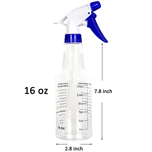 Youngever 4 Pack Empty Spray Bottles, 16 Ounce Spray Bottles for Cleaning Solutions, Pressurized Sprayer, Adjustable Nozzle, Printed Measurements and Checkbox