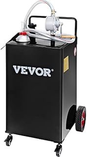 VEVOR 30 Gallon Fuel Caddy, Gas Storage Tank & 4 Wheels, with Manuel Transfer Pump, Gasoline Diesel Fuel Container for Cars, Lawn Mowers, ATVs, Boats, More, Black