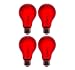 4 Pack 25 Watt A19 Colored Transparent Red Incandescent Medium Base Party Light Bulb