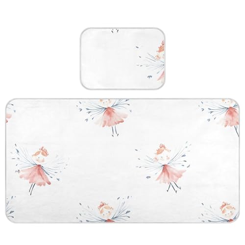 Bolaz Summer Sleeping Bed Pad, Sprite in A Pink Dress Pattern Cooling Mattress Set Breathable Bed Mat Ice Silk Mat + Pillow Cover for Toddler Boys Girls