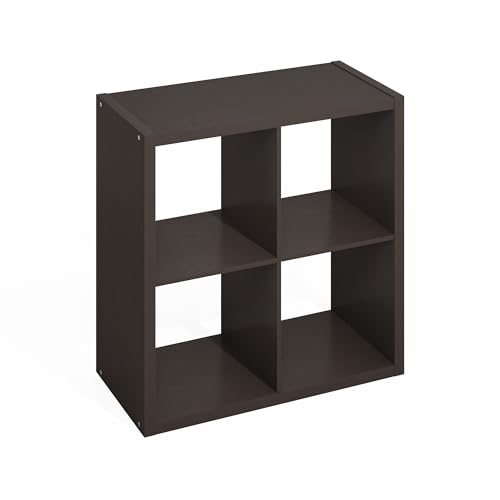 Image of Furinno HERMITE 4-Cube Kitchen Island, Extra Thick Coffee Bar, Dark Oak | Kitchen Storage, Bakers Rack, for Pantry Organizers and Storage, Kitchen Organization