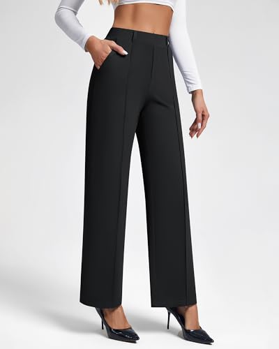 Wide Leg Dress Pants for Women High Waist Business Casual Stretchy Work Pants Pullover Formal Slacks Trousers3