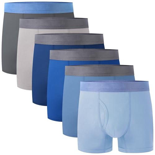 BAMBOO COOL Boys Boxer Briefs 6-18Y Underwear Moisture-Wicking Lightweight and Ultra Soft 6-Pack