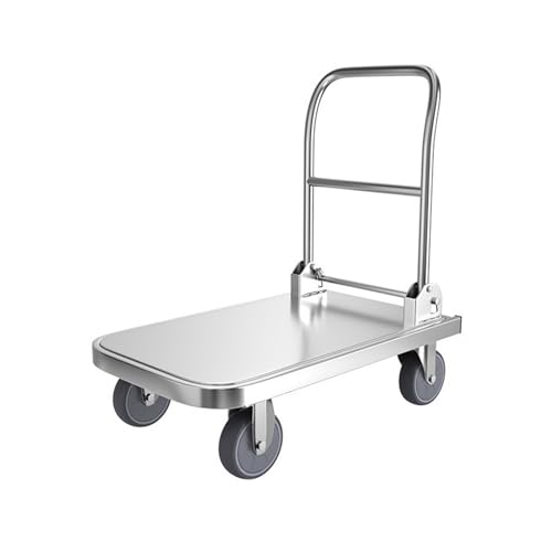 Carrito de plataforma acero inoxidable con ruedas miniatura 1