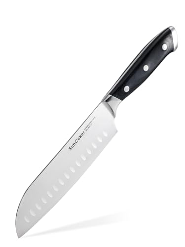 Santoku Knife 7 Inch – German Stainless Steel Blade, Professional Chopping Knife, Ergonomic Pakkawood Handle, 3-Year Warranty