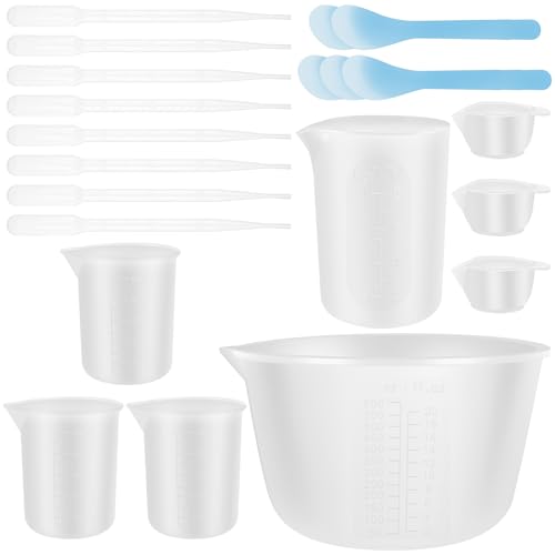 21 Pcs Silicone Measuring Cups for Epoxy Resin, Reusable Silicone Mixing Measuring Cups for Molds Jewelry Making Easy to Clean