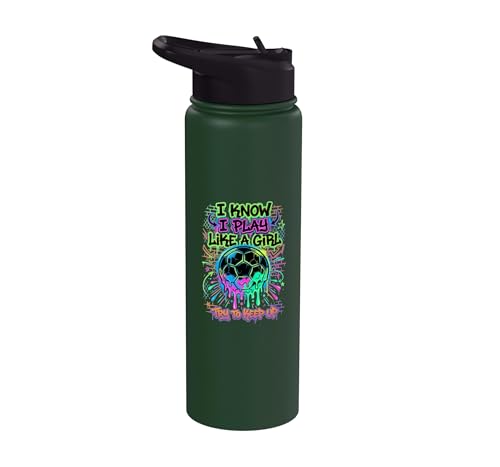 Sé que juego como una chica Trate de mantener el goteo de fútbol Stainless Steel Insulated Water Bottle