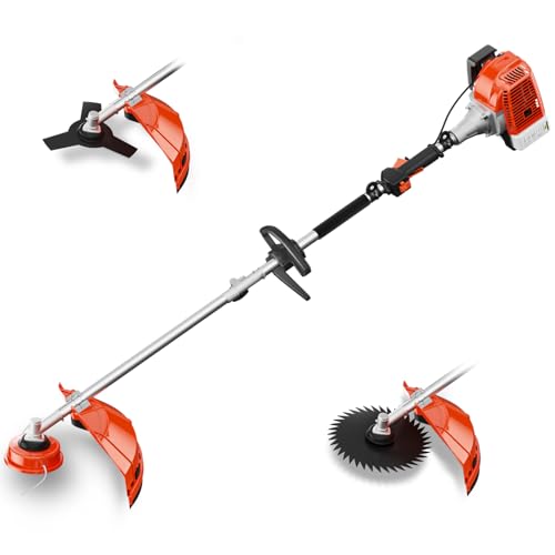 62cc Gas Powered Weed Eater String Trimmer, 3 in 1 Gas Weed Wacker, Powerful 2 Stroke Yard Tool,Quick Start Grass Cutter for Home Garden Lawn Trimming
