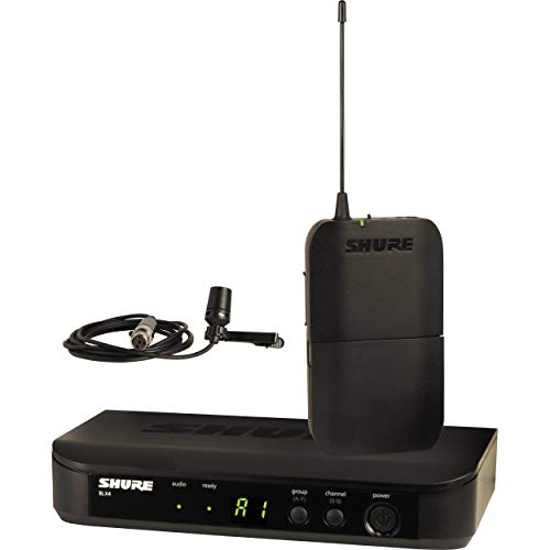 Shure BLX14/CVL UHF Wireless Microphone System - Perfect for Interviews, Presentations, Theater - 14-Hour Battery Life, 300 ft Range | Includes CVL Lavalier Mic, Single Channel Receiver | J10 Band