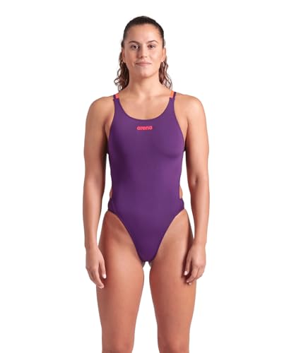 Image of Arena Womens Solid Team Swimsuit Tech Back Multi MaxLife Open Back Bathing Suit Athletic Swimwear