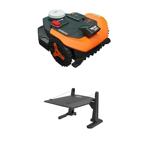 Bundle of WORX Landroid Vision Cloud Robot Lawn Mower, No Perimeter Wire Robot Mower for 1/2 Acre, WR320 + WORX Robotic Lawn Mower Garage, Weatherproof Mower Storage Garage for Vision Cloud, WA0828