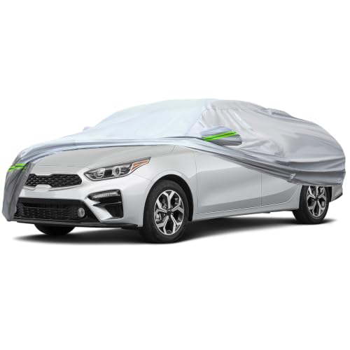Image of AUQDD 6-Layers Premium Hatchback Car Cover Waterproof All Weather Weatherproof UV Sun Protection Snow Dust Storm Resistant Outdoor Exterior Custom Form-Fit Full Padded Car Cover with Straps -173 inch K18