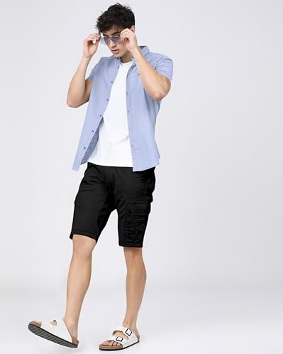 Image of BRUCEWANE Men's 100% Cotton Half Sleeve Shirt