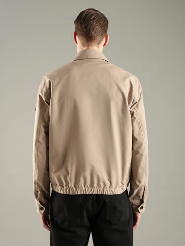 Image of Solid relaxed fit polyester jacket