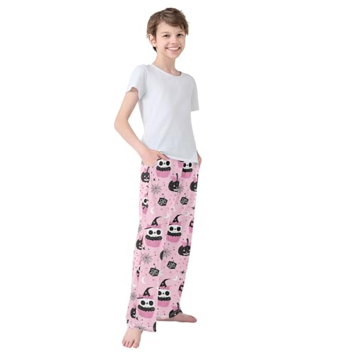 Pink Bow Skull Pumpkin Boys Pants for Kids Jogger Pants with Pockets S 7