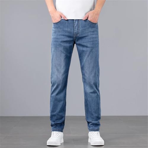 Mens Denim Pants Soft Breathable Loose Straight Business Casual Ultra Thin Jeans2