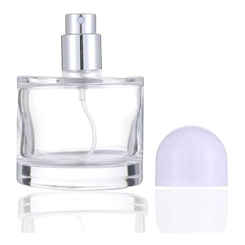 Enslz 50ML/1.7OZ Refillable Cosmetic Spray Bottle, Empty Glass Perfume Bottle with Spray Atomizer (White, 50ml) Cover
