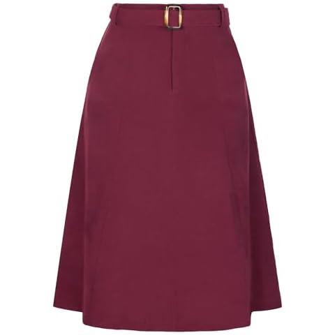Allegra K Burgundy High Waist A-Line Skirt Cover