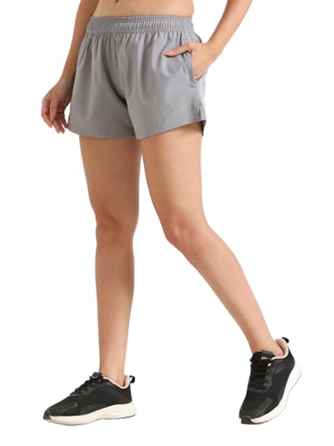 Image of Women's Athletic Running Shorts, Quick-Dry Lightweight Fabric, Elastic Waistband with Inner Drawstring, Side Pockets