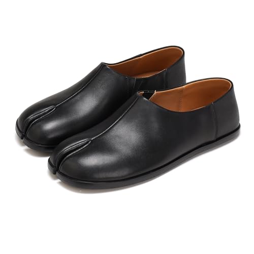 Image of Women's Tabi Leather Loafers Shoes, Split-Toe Ballet Flats Casual Comfort Wide Width Babouche Slip-On Moccasins