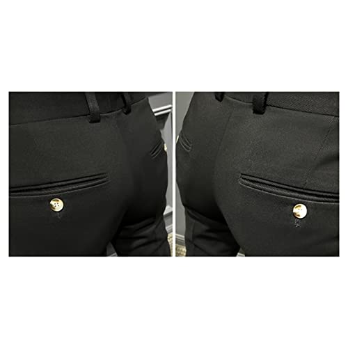 DGHM-JLMY Men's Slim Casual Trousers British Cropped Pants Stretch Cropped Skinny Pants Business Pants Ankle Dress 6