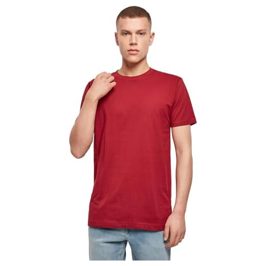 Build Your Brand T-Shirt Round Neck Camiseta, Hombre, burgundy, XL
